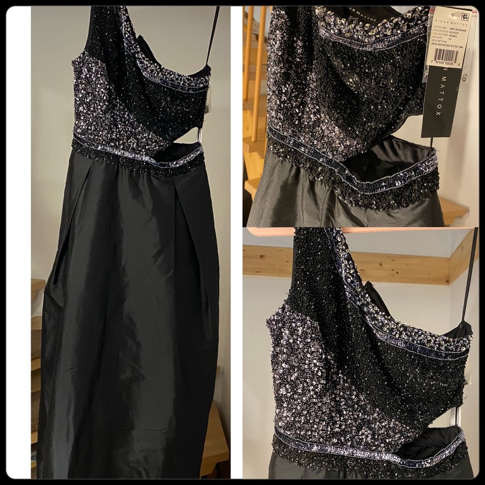 Black Aiden Mattox One shoulder Gown